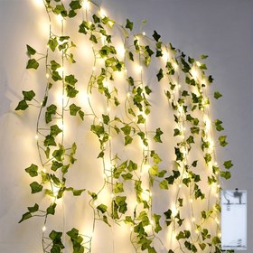 Resim 1 Adet 20 LED Sarmaşık Yaprağı Peri Işıklı Dizisi - Yatak Odası, Oturma Odası, Düğün, Parti, Tatil Dekorasyonu için Pil ile Çalışan - Noel, Cadılar Bayramı, Şükran Günü için Harika (Piller Dahil Değildir) 