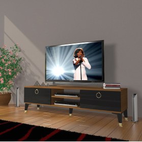 Resim Decoraktiv Eko 140 Mdf Dvd Gold Tv Ünitesi Tv Sehpası - Ceviz - Siyah 