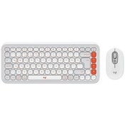 Resim LOGITECH POP ICON COMBO, Beyaz-Turuncu, 920-013076, Kablosuz, Türkçe Q, Klavye Mouse Set 