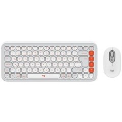Resim LOGITECH POP ICON COMBO, Beyaz-Turuncu, 920-013076, Kablosuz, Türkçe Q, Klavye Mouse Set 