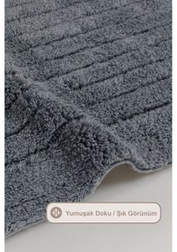 Resim Elart Luin Banyo Halısı Paspas Takımı Pamuklu 2 Adet 60x100 Cm Antrasit Antrasit 