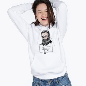 Resim Esprili Graham Bell Tasarımlı Kapşonlu Kadın Sweatshirt 