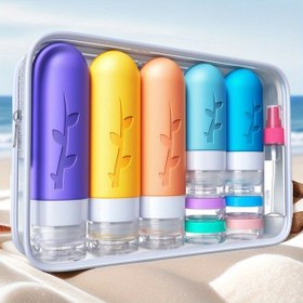 Resim 19 Parça Silikon Seyahat Şişeleri Seti, TSA Onaylı Doldurulabilir Sıkma Şişeler - Kruvaziyer Temel Malzemeleri, Sızdırmaz Yuvarlak Seyahat Boyu Şampuan, Saç Kremi ve Losyon İçin - Tatil & Seyahat Aksesuarları 