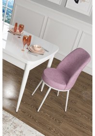 Resim Canisa Concept Zen Serisi 80x132 Mdf Açılabilir Beyaz Mutfak Masası Takımı Ve 6 Pembe Sandalye Beyaz&pembe Takım 