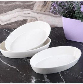 Resim Daisy Home 3 Lü Porselen Kayık Tabak Çerezlik 16 * 10CM 