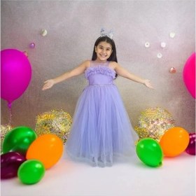 Resim Ahsenim Bebe Roba Fırfırlı Kız Çocuk Uzun Abiye Elbise 