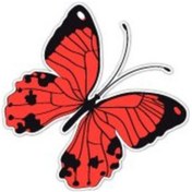 Resim Bay Etiket Btf7 Kirmizi Kelebek Sticker 