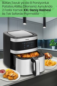 Resim GOLDMASTER Superfry 7 Litre Inox Geniş Hazneli Xxl Dokunmatik 8 Ön Ayarlı Airfryer Sıcak Hava Fritözü 