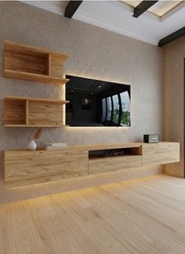Resim Resital Ledli Duvara Monte Tv Sehpası - Çam - W6015-6 Çam 