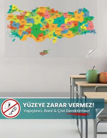 Resim Pi Papers Türkiye Siyasi Haritası, Yüzeye Zarar Vermeyen Sihirli Akıllı Kağıt, Yaz Sil Harita 