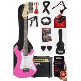 Resim Midex Ceg-36pk 8-12 Yaş Çocuklar İçin Amfili Full 3/4 36 İnç Elektro Gitar Seti Pembe 