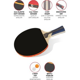 Resim 4lü Çantalı Masa Tenisi Raketi Seti Amatör Başlangıç Seviye Maç Raketi 2 Raket 2 Top 