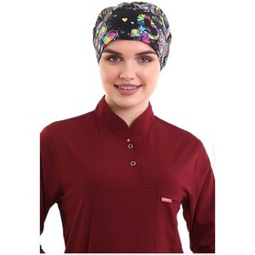 Resim Siyah Kelebek Desenli Tesettür Cerrahi Bone​​​​​​​ - Tesettür Dok-Standart-5007 Siyah Kelebek 