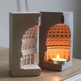 Resim 1 adet Yaratıcı Avrupa Kubbeli Kilise Silikon Kalıp Roma Tapınağı Arka Oyma Kalıbı Epoksi Reçine Kalıp DIY Roma Tapınağı Oda İnşası Modeli Mum Masaüstü Dekorasyonu için Uygun 