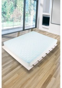 Resim Çift Kişilik Alez Vostok Fitted Organik Soğuk Klima Sıvı Geçirmez Yatak Alez Yatak Pedi Yatak Koruyucu Mavi 