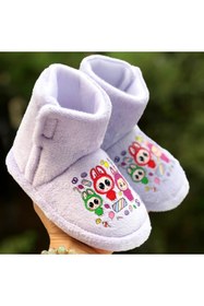 Resim Pandalina Kız Çocuk Panduf Yandan Crtlı Figürlü Panduf Anaokulu Kreş Ev Ayakkabısı Ev Botu 