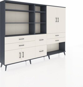 Resim Arges Dolap 10 Raflı 6 Çekmeceli 4 Kapaklı 220x30x163 Antrasit-ay Antrasit-aytaşı 
