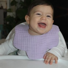 Resim elibaby %100 Organik Pamuk 4 Katlı Multi Ekstra Yumuşak Müslin Çiçek Önlük Lavanta, Mama ve Salya Önlüğü 