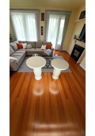 Resim Doğal Ahşap Yan Sehpa 2 Li Set Krem Renk Ekru 