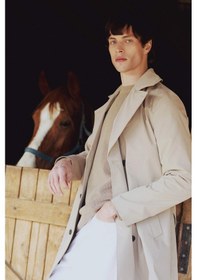 Resim DeFacto Slim Fit Dar Kesim Düğmeli Kemerli Trençkot D5528AX25SPBG193 Bej 