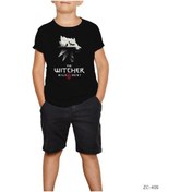 Resim The Witcher 3 Wolf Silhouette Siyah Çocuk Tişört Siyah 