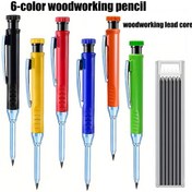 Resim 4'lü Ahşap İşleme Mekanik Kurşun Kalem Seti, Kalemtıraşlı - 2.8mm Kurşun, Metal Gövde, Tasarım & El İşleri için Ekstra Siyah Dolumlar Dahil 