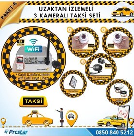 Resim Taksi Kamera Seti 6 Uzaktan İzlemeli 3 Kameralı Wifi 1 Tb Harddi 