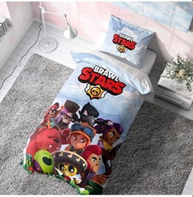 Resim Brawl Stars Yastıklı Nevresim Takımı Çarşafsız Çok Renkli 