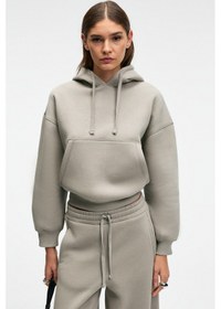 Resim Grimelange Selene Kadın Kapüşonlu Kangru Cepli Regular Fit Açık Gri Sweatshirt Açık Gri 