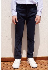 Resim AC&Co / Altınyıldız Classics Lacivert Slim Fit Dar Kesim Yan Cepli Pamuklu Esnek Çocuk Chino Pantolon Lacivert 