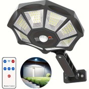 Resim 1 adet Güneş Enerjili Sokak Lambası Hareket Sensörlü, 168 LED Selüloit, Uzaktan Kumanda, Yarı Gömme Montaj, Plastik Gölge, Kızılötesi Sensör, Şarj Edilebilir Lityum Pil, Bahçeler, Depolar & Dış Duvarlar İçin 