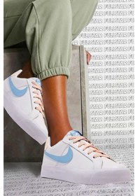 Resim Nike Court Royale Ac Leather White Sneaker Hakiki Deri Günlük Spor Ayakkabı Beyaz Mavi Beyaz - Mavi 