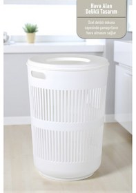 Resim İronika Solara İkili Dekoratif Kirli Çamaşır Sepeti Seti Oyuncak Sepeti 60 - 22 Litre Beyaz Beyaz 