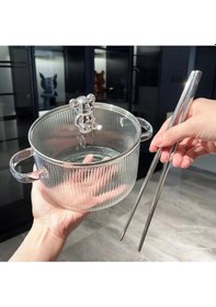 Resim 1,5 Litre Borosilikat Isıya Dayanıklı Pinterest Stil Cam Tencere Minimalist Tencere Mutfak Pişirme Şeffaf 