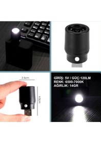 Resim Omeniv Usb Fener Lamba Işıldak Led Kamp Deprem Outdoor Powerbank Siyah 