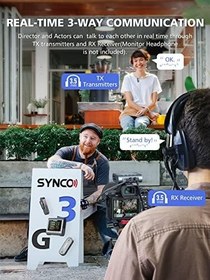 Resim SYNCO Yaka Kablosuz Mikrofon, G3 Klipsli Mikrofon Kablosuz Üç Kanallı İletim DSLR Kamera için 250 m'ye kadar Akıllı Telefon YouTube Akışı Vlog için Dizüstü Bilgisayar, Yaka Mikrofonu Kablosuz (Gri) 