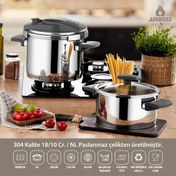 Resim Amboss Enio Matik 4+6 LT 4 Parça Paslanmaz Çelik Düdüklü Tencere Seti 