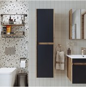 Resim ROOMART Bd2 Ayaksız 2 Kapaklı Ahşap-antrasit 130 X 35 Cm Banyo Boy Dolabı 