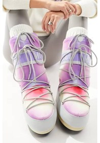Resim Moon Boot Mb Icon Tie Dye Glacier Gray Snowboot Mor Kırmızı Sarı Batik Kadın Uzun Bot Gri Gri 