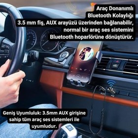 Resim Essager Aux Bluetooth Araç Müzik Kiti FM Transmitter Aux Giriş Usb Wireless Bluetooth Araç Müzik Kiti 