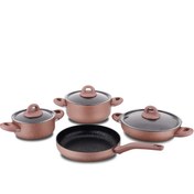 Resim Korkmaz Bella Granit Rosegold 7 Parça Tencere Seti A2894 