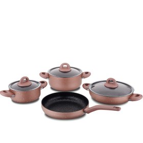 Resim Korkmaz Bella Granit Rosegold 7 Parça Tencere Seti A2894 