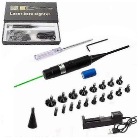 Resim Yeşil/kırmızı Lazer Kalibratörü Alüminyum Alaşımlı Kalibratör 18 Adaptörlü Dönüşsüz Lazer Kalibratörü Sınır Ötesi Nişan Alma Aleti Kırmızı Işık 