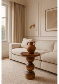 Resim El Yapımı Masif Ahşap Yan Sehpa Tekli Mantar Model - Açık Ceviz Renk Açık Ceviz 