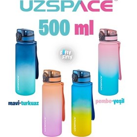 Resim Uzspace FiftyFifty 500ml Çift Renk Softtouch FF Collection Tritan Su Matarası 