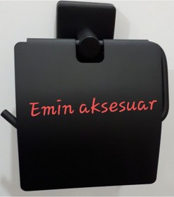 Resim Tuvalet Kağıtlık Kapaklı Kare Tabanlı Mat Siyah 