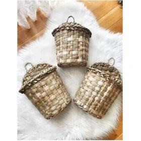Resim Pusula Hijyen Pusula Kahverengi Kapı Önü Sepeti Gazetelik 32 x 23 cm Hasır Klasik Desenli Kullanım Alanı 