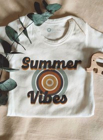 Resim Astral Baby Unisex Bebek Ekru Retro Summer Vibes Kısa Kol Organik Body 