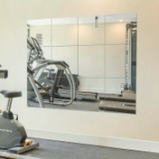 Resim 2mm Kalınlığı 12 Adet Akrilik Ev Fitness Aynası 30.48cm x 30.48cm Duvara Monte Çerçevesiz Tam Boy Ayna Levhası Ev Spor Salonu, Yatak Odası, Kapı ve Banyo İçin Uygun 
