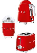 Resim Smeg Kırmızı Kettle-1x2 Ekmek Kızartma Makinesi Ve Narenciye Sıkacağı Seti 